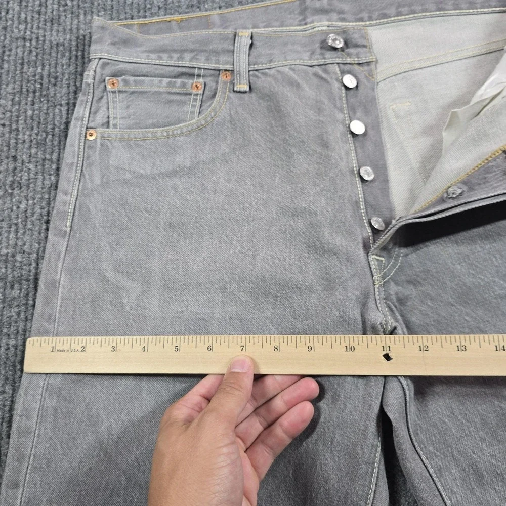 Levi's 501 Jeans Mens 36x34 Gray Regular Straight Denim Button Fly Fits 34x31